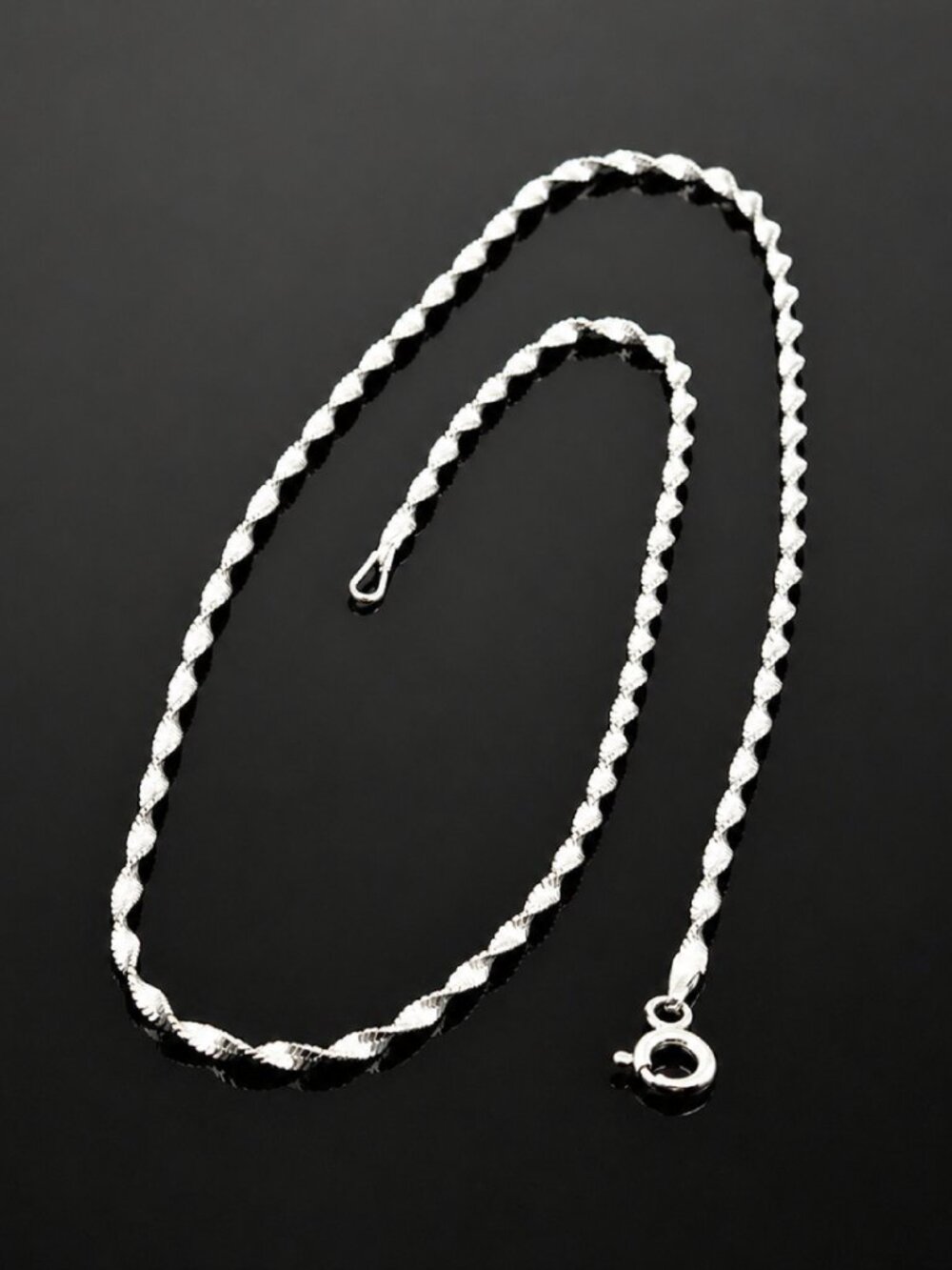 Sterling Herringbone Necklace 17” | 925 Italy Twisted Choker 2mm Minimalist
